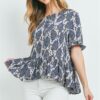 Taupe paisley print top