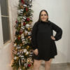 Black satin Long puff sleeve mini dress - Image 2