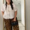 Waist tie pull on leopard pants - Image 2