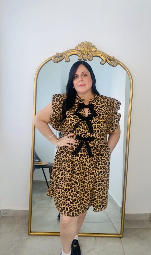 Animal print baby doll dress
